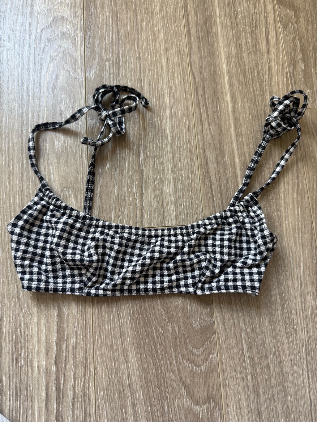 Asos Gingham Tie-Strap Bikini Top